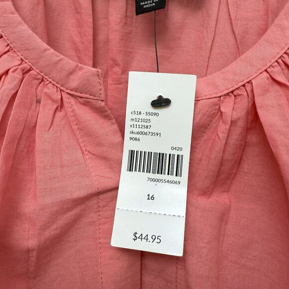 LANE BRYANT Pink Peasant Blouse Size 16 Cotton Eyelet Long Sleeve Womens Top NWT - Picture 4 of 9